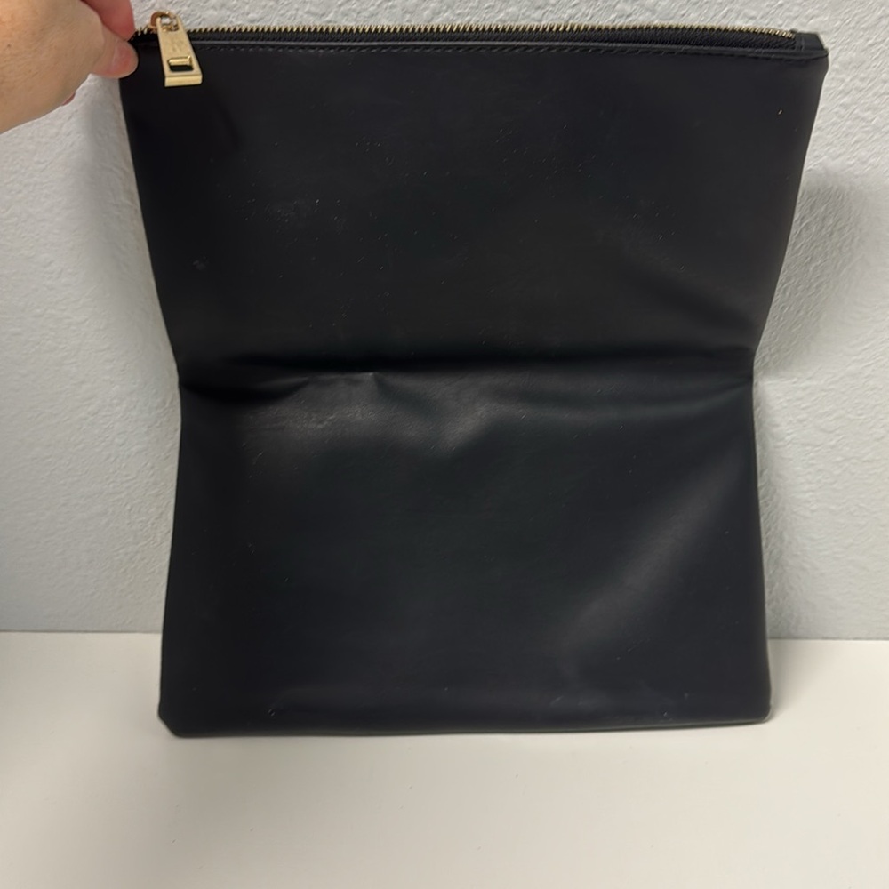 Summer & Rose Black vegan Leather Clutch with Gold Zipper - Picture 3 of 4